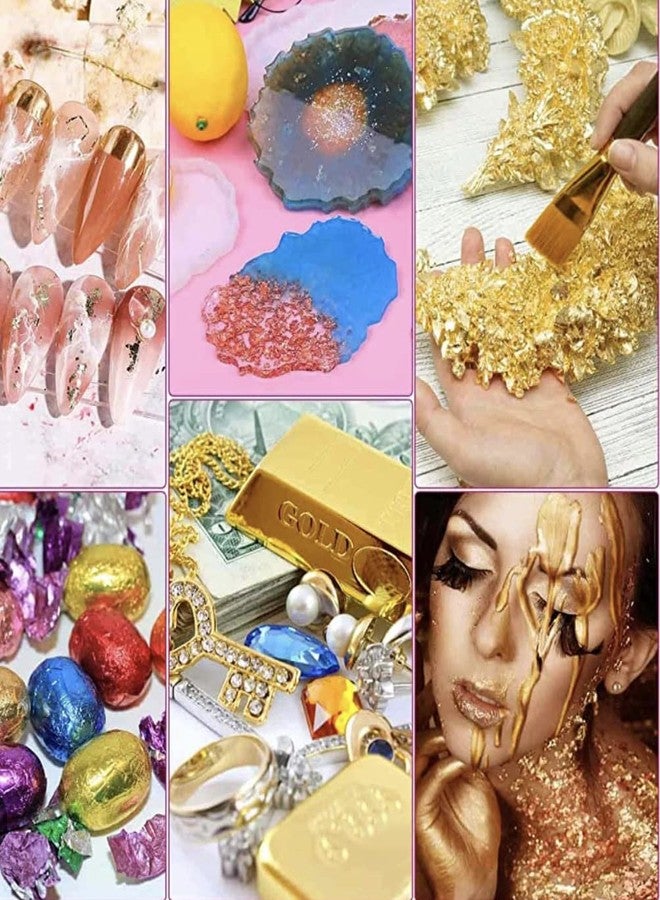 GSWC 300pc Metallic Gold FOILS Clarity FOILS Sheets Gliding FOILS Imitation Gold FOILS for DIYE,FRAM,Art & Craft,Furniture Decoration ETC (Gold+Silver+Copper 100 Each) 3.14" 3.15" - Image 3